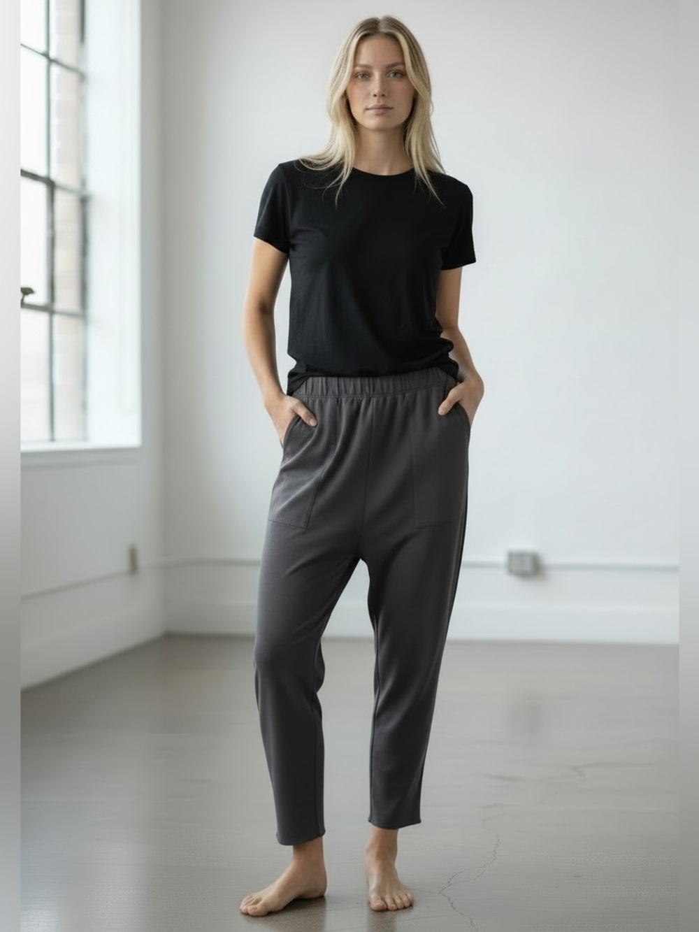 Lunya Restore Draped Alpaca Blend Sleep Pants Grey Sz S